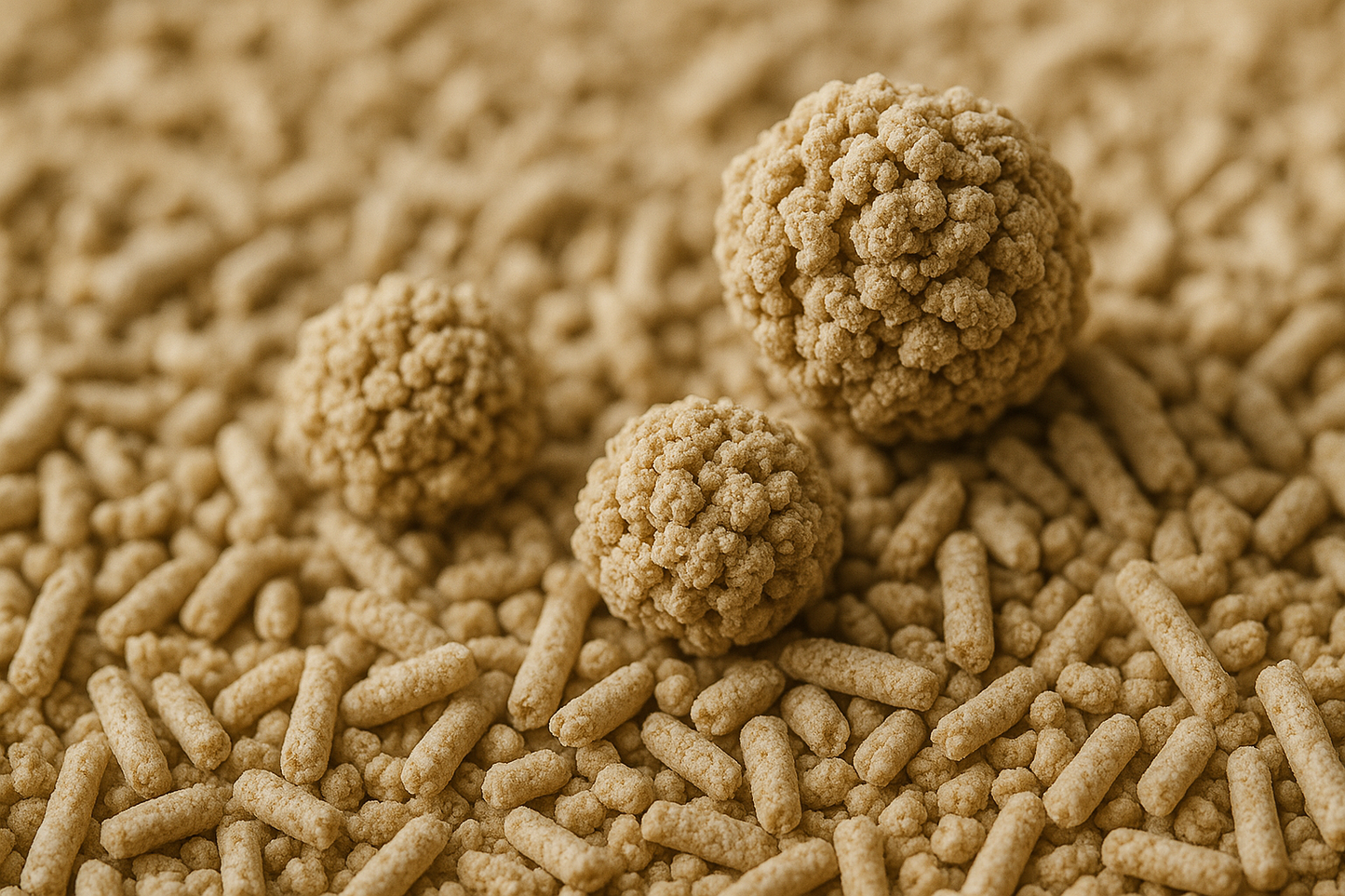Natural litter clumping close-up
