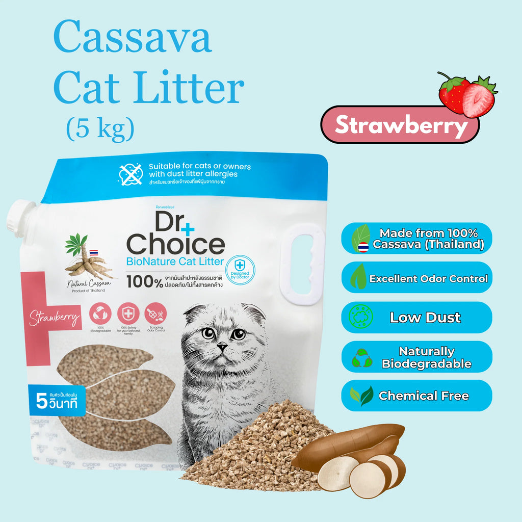 Dr. Choice Eco-friendly Cassava Cat Litter Strawberry Scent 5kg